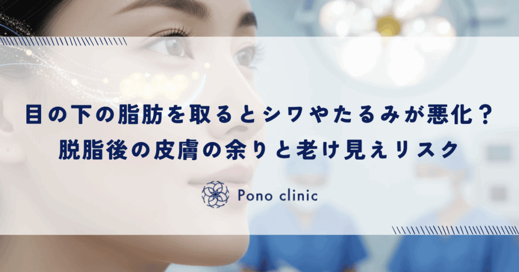 目の下の脂肪を取るとシワやたるみは悪化するのか？脱脂後の皮膚の余りと老け見えリスク